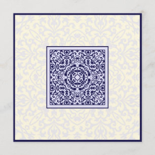 Islamic Arabic blue ornament verloving bruiloft Kaart