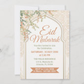 Islamic Arch Floral Eid Mubarak Invitation Kaart (Voorkant)