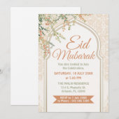 Islamic Arch Floral Eid Mubarak Invitation Kaart (Voorkant / Achterkant)