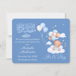 Islamic Baby Boy Birth Announcement Card Aankondiging