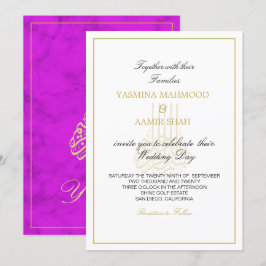 Islamic Bismillah Paars Gold Indian Wedding Kaart