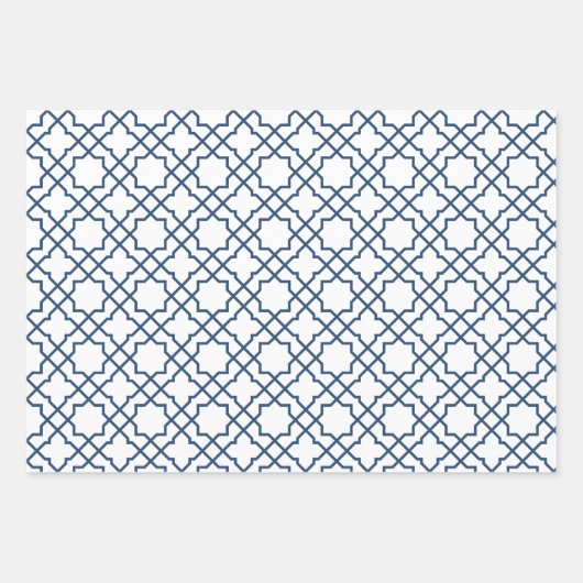 Islamic Blue Arabesque Pattern Gift Wrapping Paper (Voorkant)