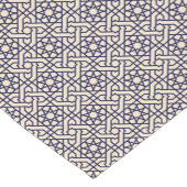 Islamic Blue beige Moroccan Geometric Pattern Korte Tafelloper (Hoek)