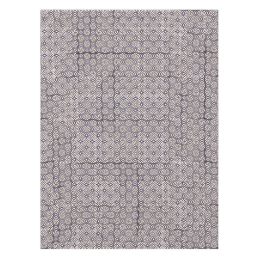 Islamic Blue beige Moroccan Geometric Pattern Tafelkleed (Voorkant)