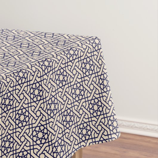Islamic Blue beige Moroccan Geometric Pattern Tafelkleed (Voorbeeld)