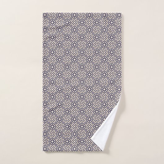 Islamic Blue White Moroccan Geometric Pattern Bad Handdoek (Handdoek)