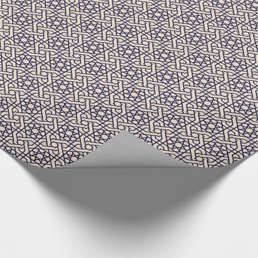 Islamic Blue White Moroccan Geometric Pattern Cadeaupapier (Hoek)