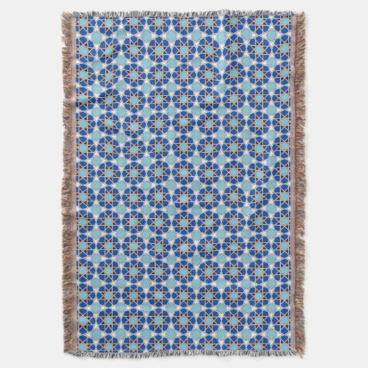 Islamic Blue White Moroccan Geometric Pattern Deken (Voorkant Verticaal)