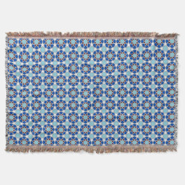 Islamic Blue White Moroccan Geometric Pattern Deken