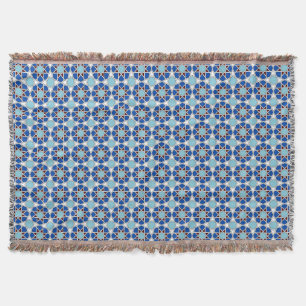 Islamic Blue White Moroccan Geometric Pattern Deken