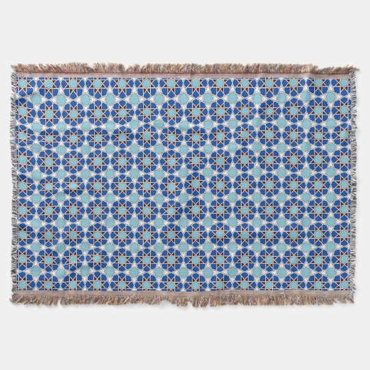 Islamic Blue White Moroccan Geometric Pattern Deken (Voorkant)