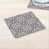 Islamic Blue White Moroccan Geometric Pattern Kartonnen Onderzetters (Schuin)