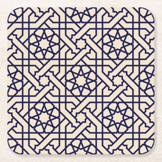 Islamic Blue White Moroccan Geometric Pattern Kartonnen Onderzetters (Voorkant)