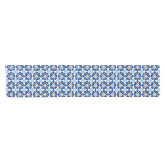 Islamic Blue White Moroccan Geometric Pattern Korte Tafelloper (Horizontaal)