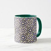 Islamic Blue White Moroccan Geometric Pattern Mok (Voorkant rechts)