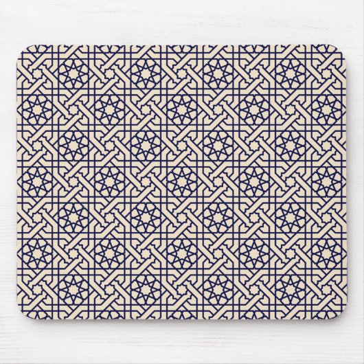 Islamic Blue White Moroccan Geometric Pattern Muismat (Voorkant)