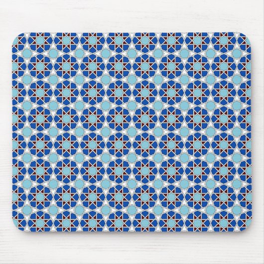 Islamic Blue White Moroccan Geometric Pattern Muismat (Voorkant)