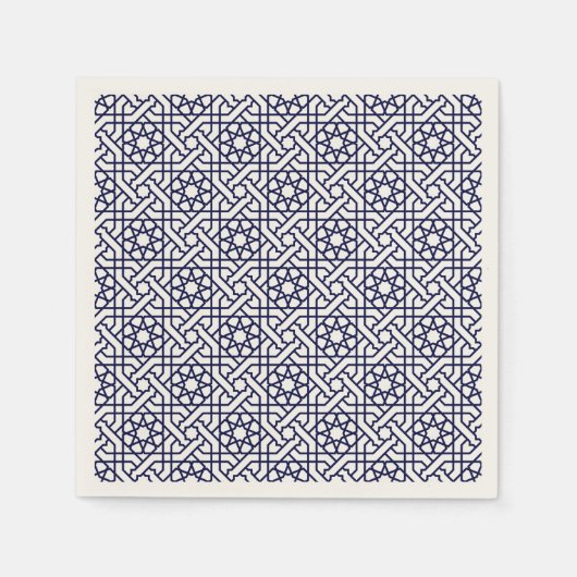 Islamic Blue White Moroccan Geometric Pattern Servet (Voorkant)