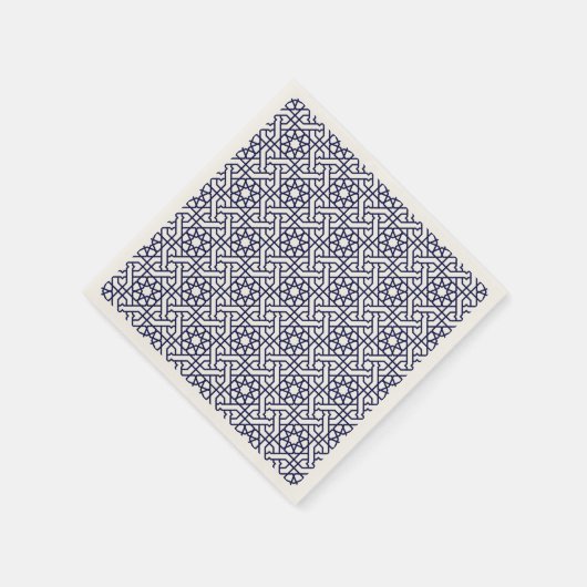 Islamic Blue White Moroccan Geometric Pattern Servet (Hoek)