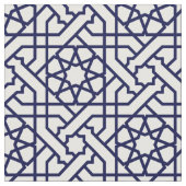 Islamic Blue White Moroccan Geometric Pattern Stof (Close Up)