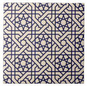 Islamic Blue White Moroccan Geometric Pattern Tegeltje (Voorkant)