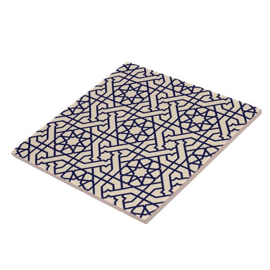 Islamic Blue White Moroccan Geometric Pattern Tegeltje (Zijkant)