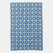 Islamic Blue White Moroccan Geometric Pattern Theedoek (Verticaal)