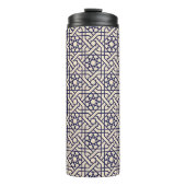 Islamic Blue White Moroccan Geometric Pattern Thermosbeker (Voorkant)