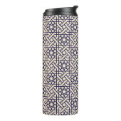 Islamic Blue White Moroccan Geometric Pattern Thermosbeker (Gedraaid links)