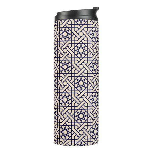 Islamic Blue White Moroccan Geometric Pattern Thermosbeker (Gedraaid links)