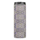 Islamic Blue White Moroccan Geometric Pattern Thermosbeker (Achterkant)