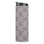 Islamic Blue White Moroccan Geometric Pattern Thermosbeker (Geroteerd rechts)