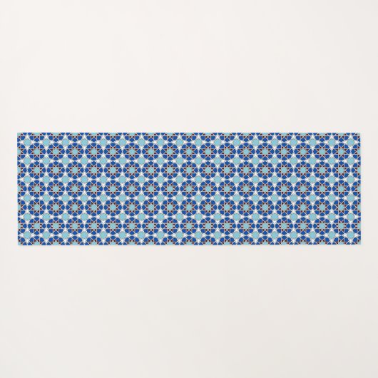 Islamic Blue White Moroccan Geometric Pattern Yogamat (Achterkant (horizontaal))