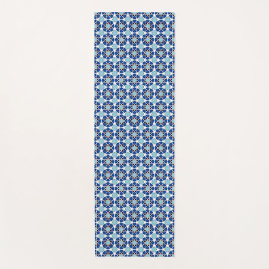 Islamic Blue White Moroccan Geometric Pattern Yogamat (Voorkant)