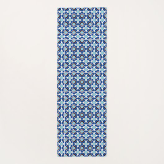 Islamic Blue White Moroccan Geometric Pattern Yogamat (Achterkant)