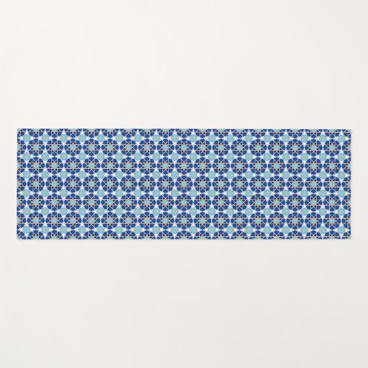 Islamic Blue White Moroccan Geometric Pattern Yogamat (Voorkant (horizontaal))