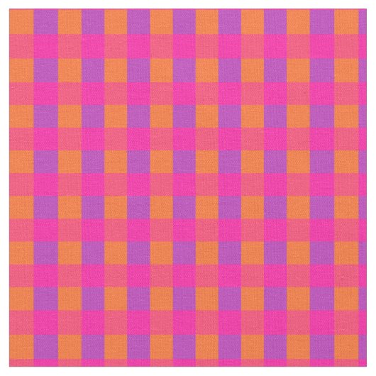 Islamic Bright Pink Oranje Check Pattern Stof (Close Up)