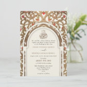Islamic Cream Traditional Mihrab Arabesque Wedding Kaart (Staand voorkant)