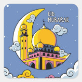 Islamic Eid Mubarak Vierkante Sticker (Voorkant)