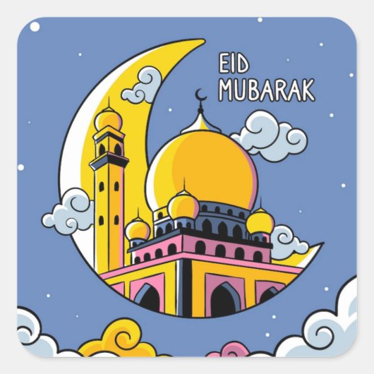 Islamic Eid Mubarak Vierkante Sticker (Voorkant)