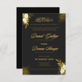 Islamic Elegant Black & Gold Wedding Invitation | (Voorkant / Achterkant)