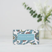 Islamic Floral Ceramic Tile Business Card Template Visitekaartje (Staand voorkant)