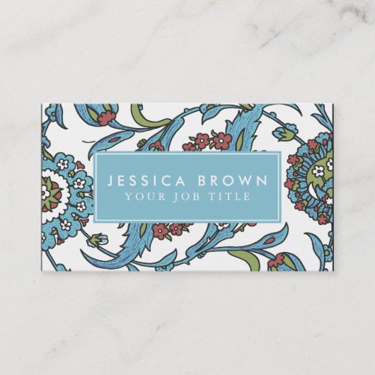 Islamic Floral Ceramic Tile Business Card Template Visitekaartje (Voorkant)