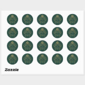 ISLAMIC Floral elegant EMERALD GREEN bruiloft Ronde Sticker (Vel)