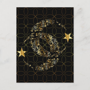 Islamic Floral Moon and Star Briefkaart