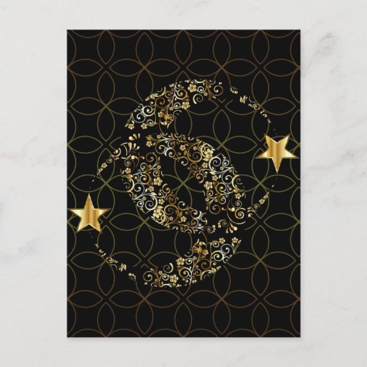 Islamic Floral Moon and Star Briefkaart (Voorkant)