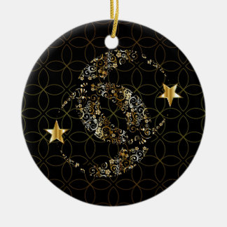 Islamic Floral Moon and Star Keramisch Ornament
