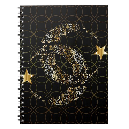 Islamic Floral Moon and Star Notitieboek (Voorkant)