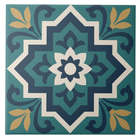 Islamic Floral Tile Pattern Tegeltje (Voorkant)