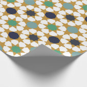 Islamic Geometric Blue Gold Motif Pattern Cadeaupapier (Hoek)